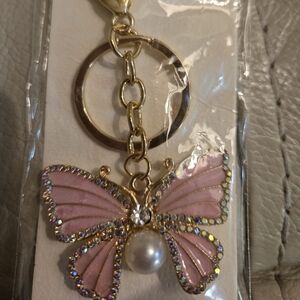 Elegant Pink Butterfly Keychain
